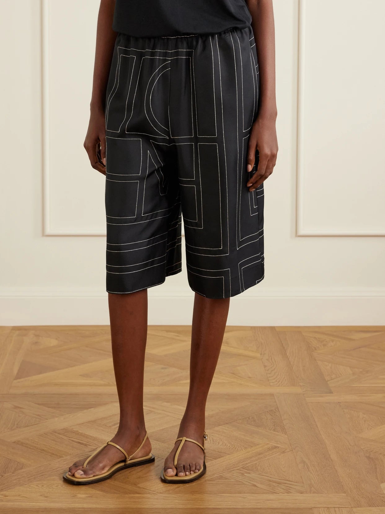 Embroidered Silk Shorts