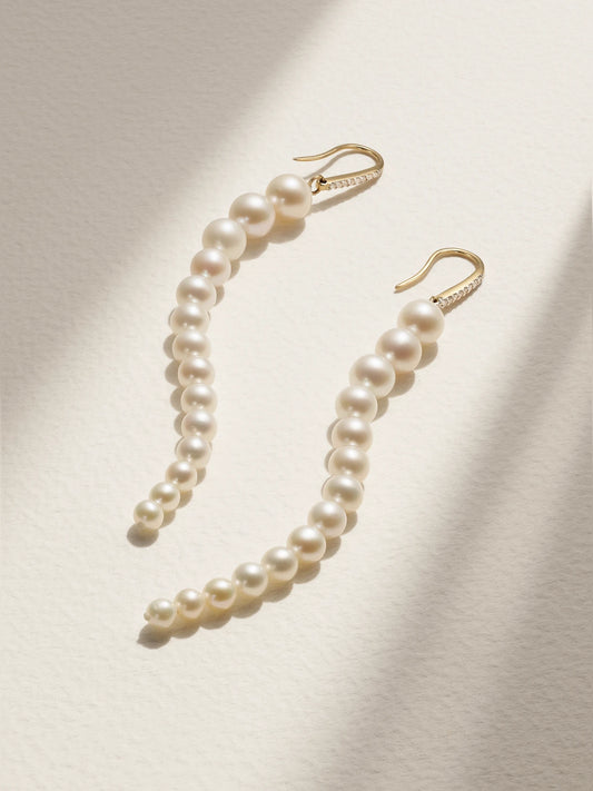 Mateo 14-karat Gold, Pearl And Diamond Earrings