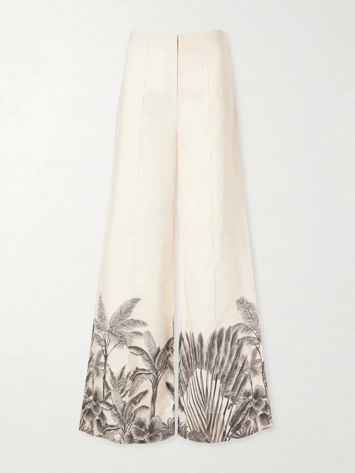 Voz De Calma Printed Linen Wide-leg Pants