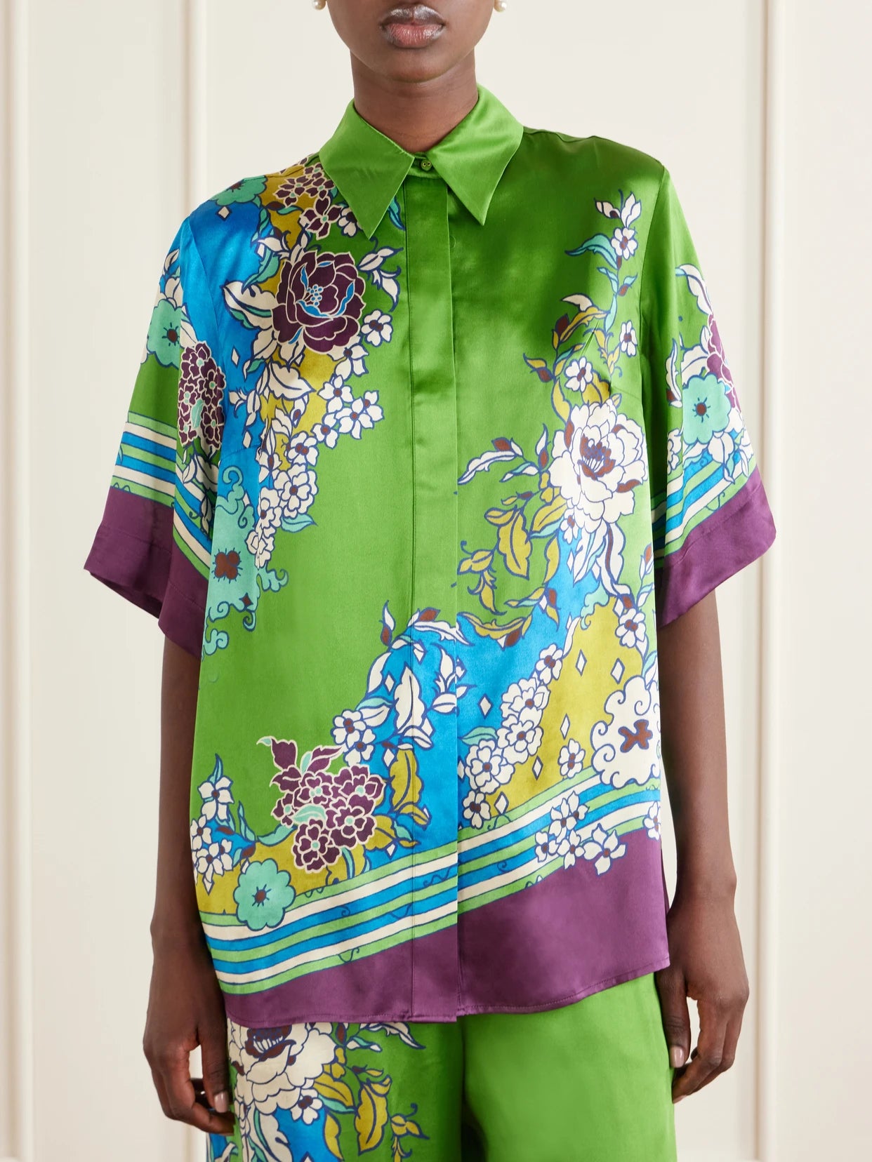 Nanci Printed Silk-satin Shirt