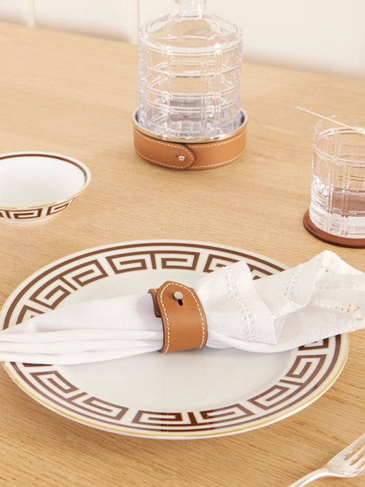 Image of Tableware. Product name - Wyatt Set Of Four Leather Napkin Rings in Brown colour by brand - Ralph Lauren Home