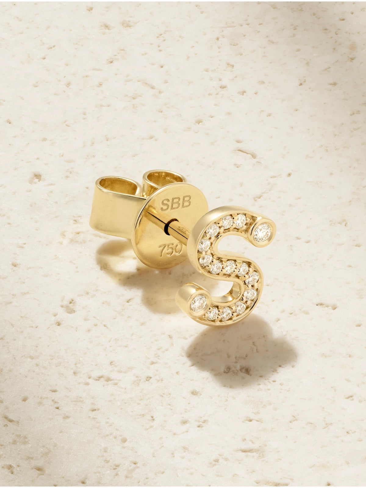 Petite Letter 18-karat Recycled Gold Diamond Single Earring
