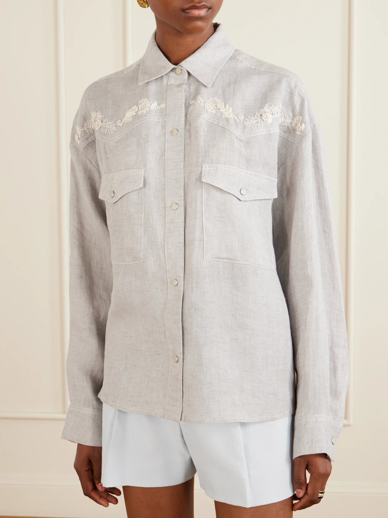 Western Embroidered Hemp Shirt