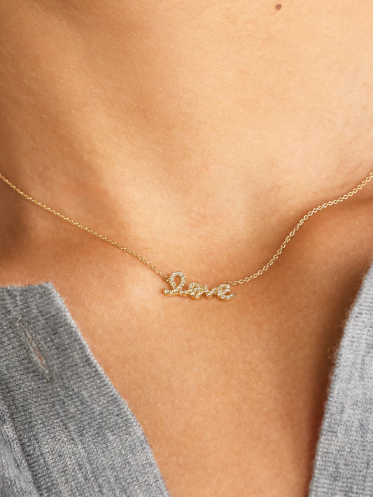 Image of Necklaces. Product name - Love 14-karat Gold Diamond Necklace in Multi colour by brand - Sydney Evan