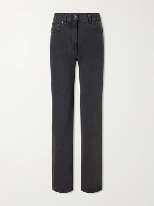 Image of Jeans. Product name - Fargo Mid-rise Straight-leg Jeans in Black colour by brand - The Row