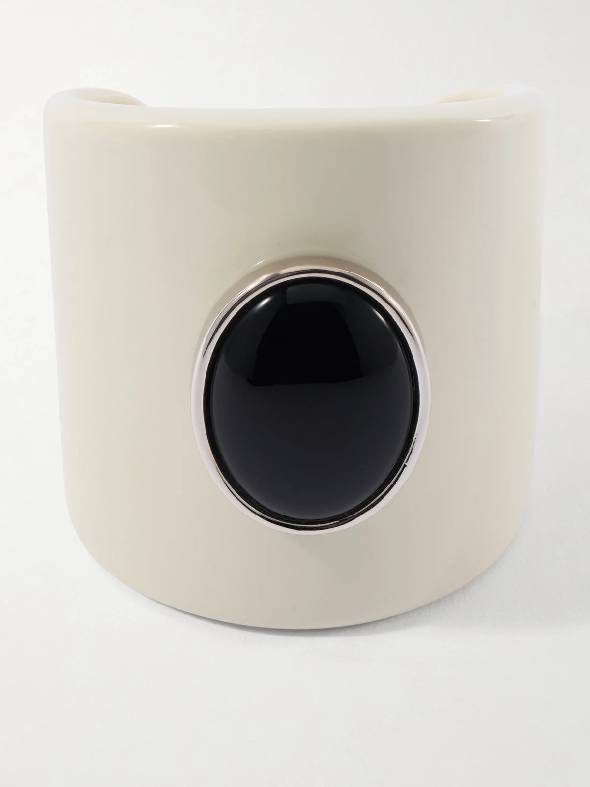 Nera Rhodium-pleated, Resin And Onyx Cuff