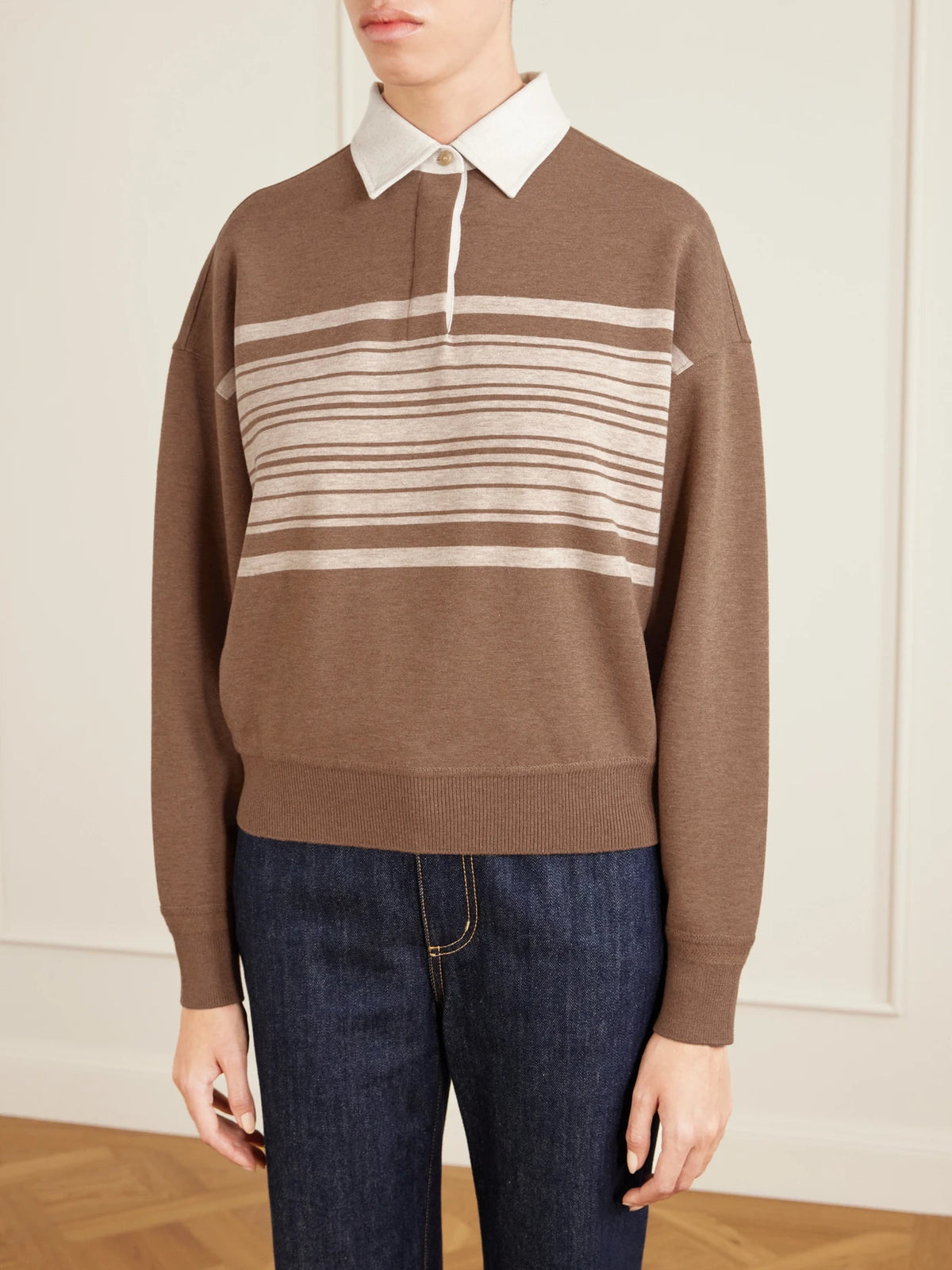 Loro Piana Striped Wool And Cashmere-blend Polo Shirt