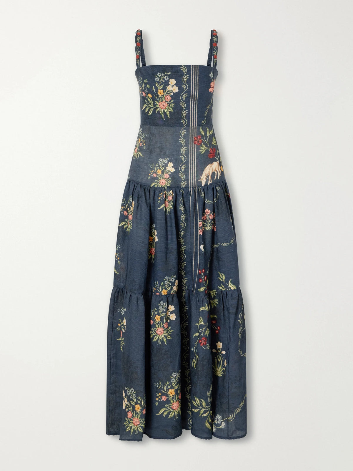 Agua by Agua Bendita Lima Floral-print Linen Woven Maxi Dress