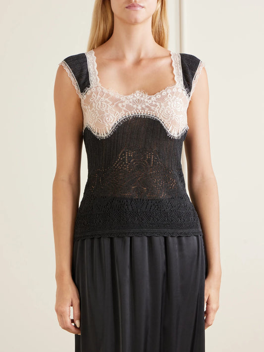 Anna Sui Lace-trimmed Jersey Cami