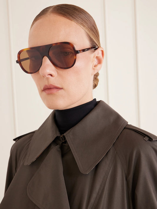 Image of Sunglasses. Product name - Thin Pilot Aviator-style Acetate Sunglasses in Tortoiseshell colour by brand - CELINE Eyewear
