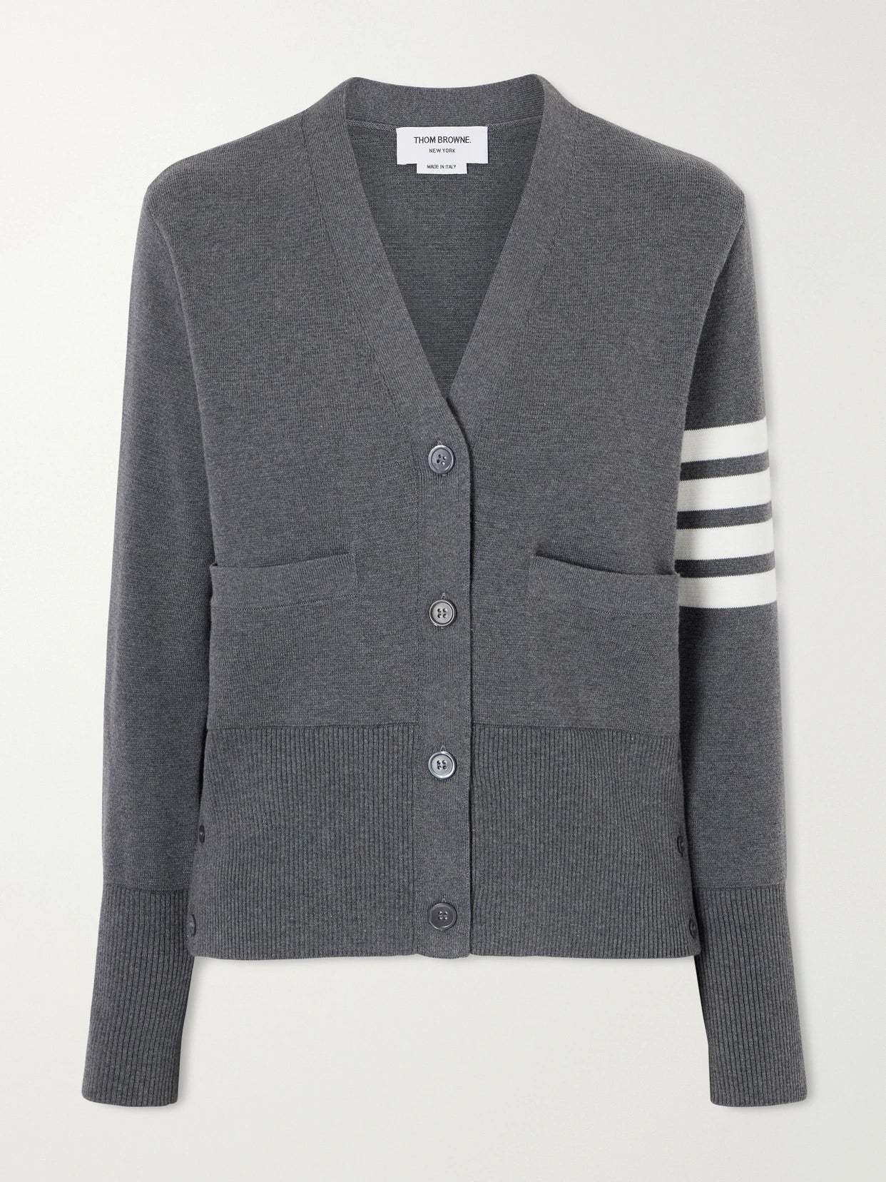 Grosgrain-trimmed Striped Cotton Cardigan