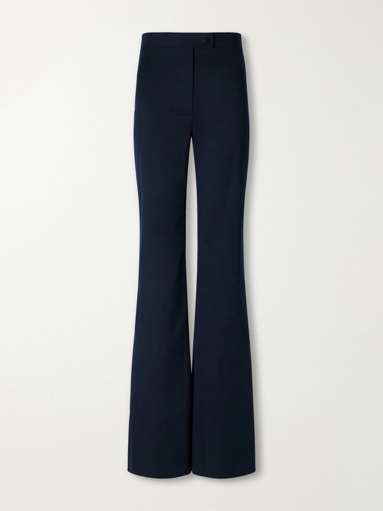 Image of a model wearing Pants. Product name - Laura Cotton-blend Straight-leg Pants in Navy colour by brand - Giuliva Heritage