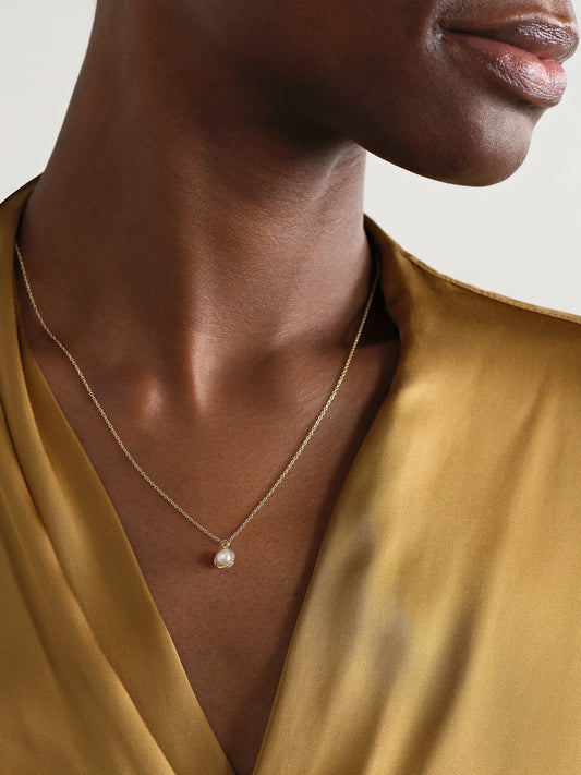 Image of Necklaces. Product name - 14-karat Recycled Gold, Pearl And Diamond Necklace in Multi colour by brand - Melissa Joy Manning