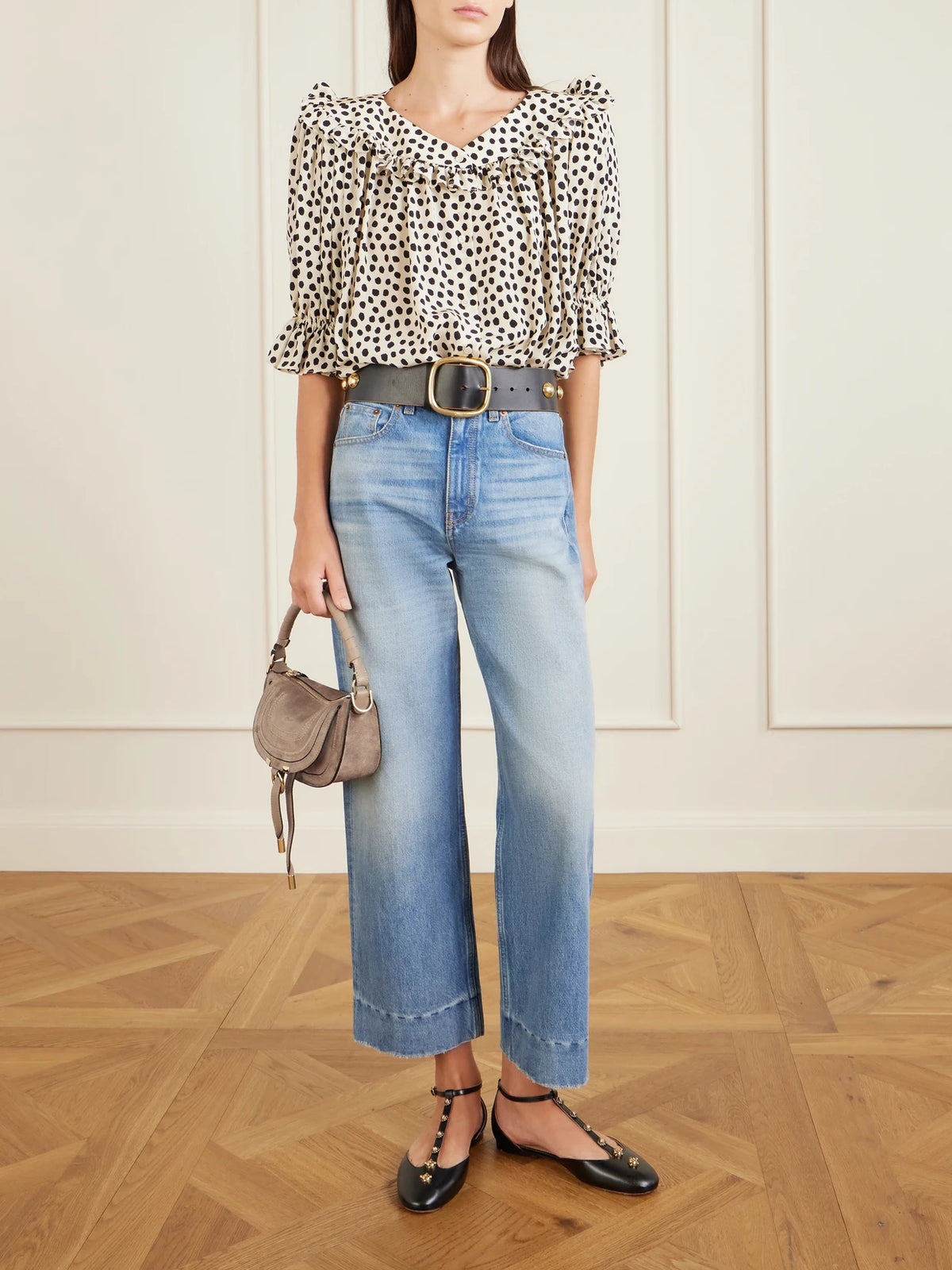 Image of Bags. Product name - Marcie Suede Shoulder Bag in Taupe colour by brand - Chloé