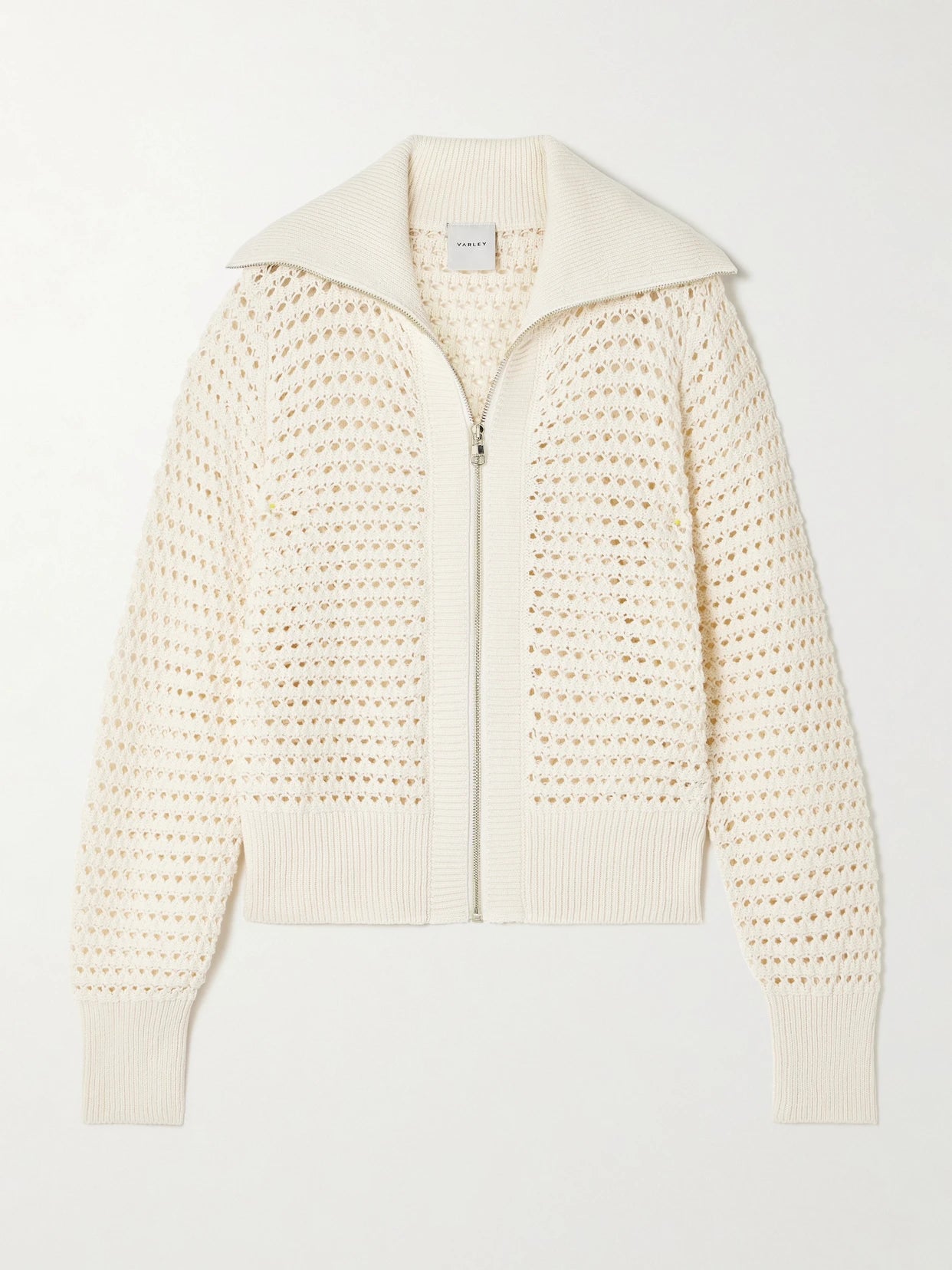 Image of Sleepwear & Loungewear. Product name - Eloise Pointelle-knit Cotton Cardigan in Cream colour by brand - Varley