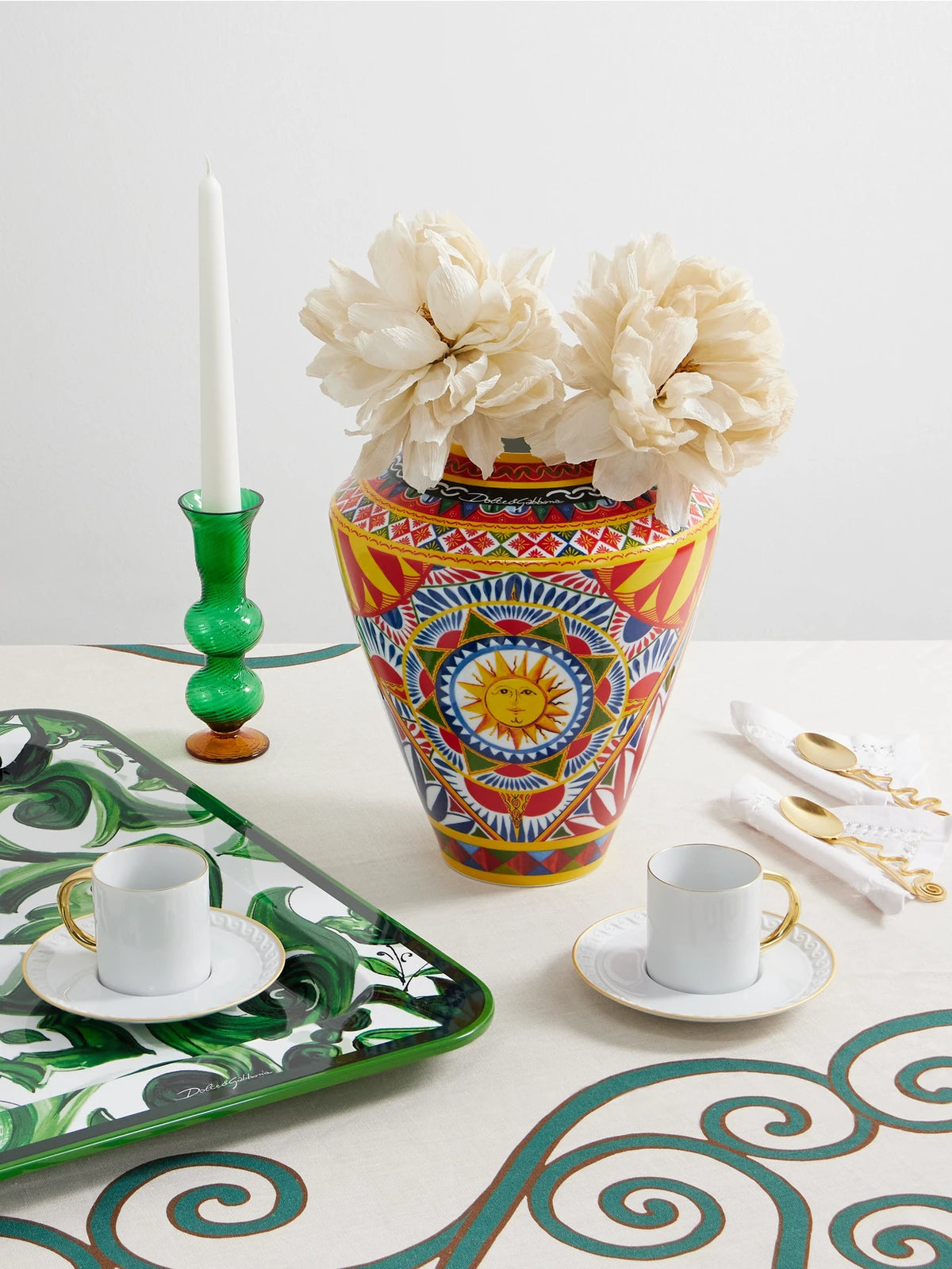 Image of Decor. Product name - Small Amphora Porcelain Vase in Red colour by brand - Dolce & Gabbana