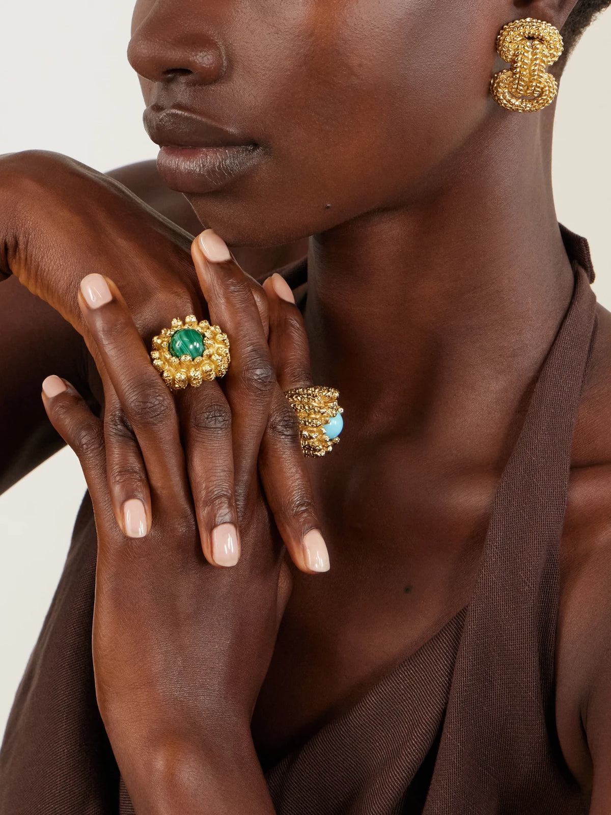Image of Rings. Product name - Lia 18-karat Gold-plated Pewter And Resin Ring in Multi colour by brand - Paola Sighinolfi