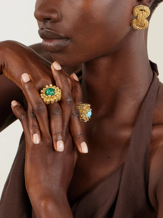 Image of Rings. Product name - Lia 18-karat Gold-plated Pewter And Resin Ring in Multi colour by brand - Paola Sighinolfi