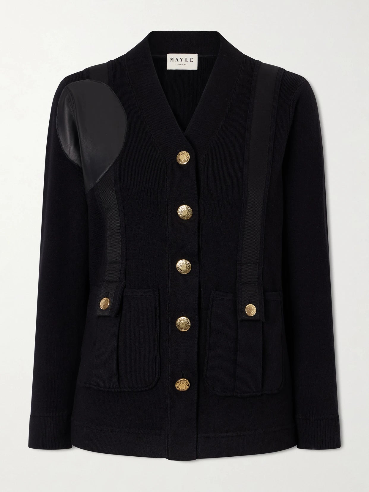 Yates Grosgrain And Leather Trimmed Wool And Cotton-blend Cardigan