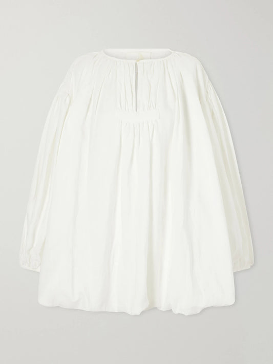 Les Vacances D'Irina Cloud Gathered Linen Mini Dress