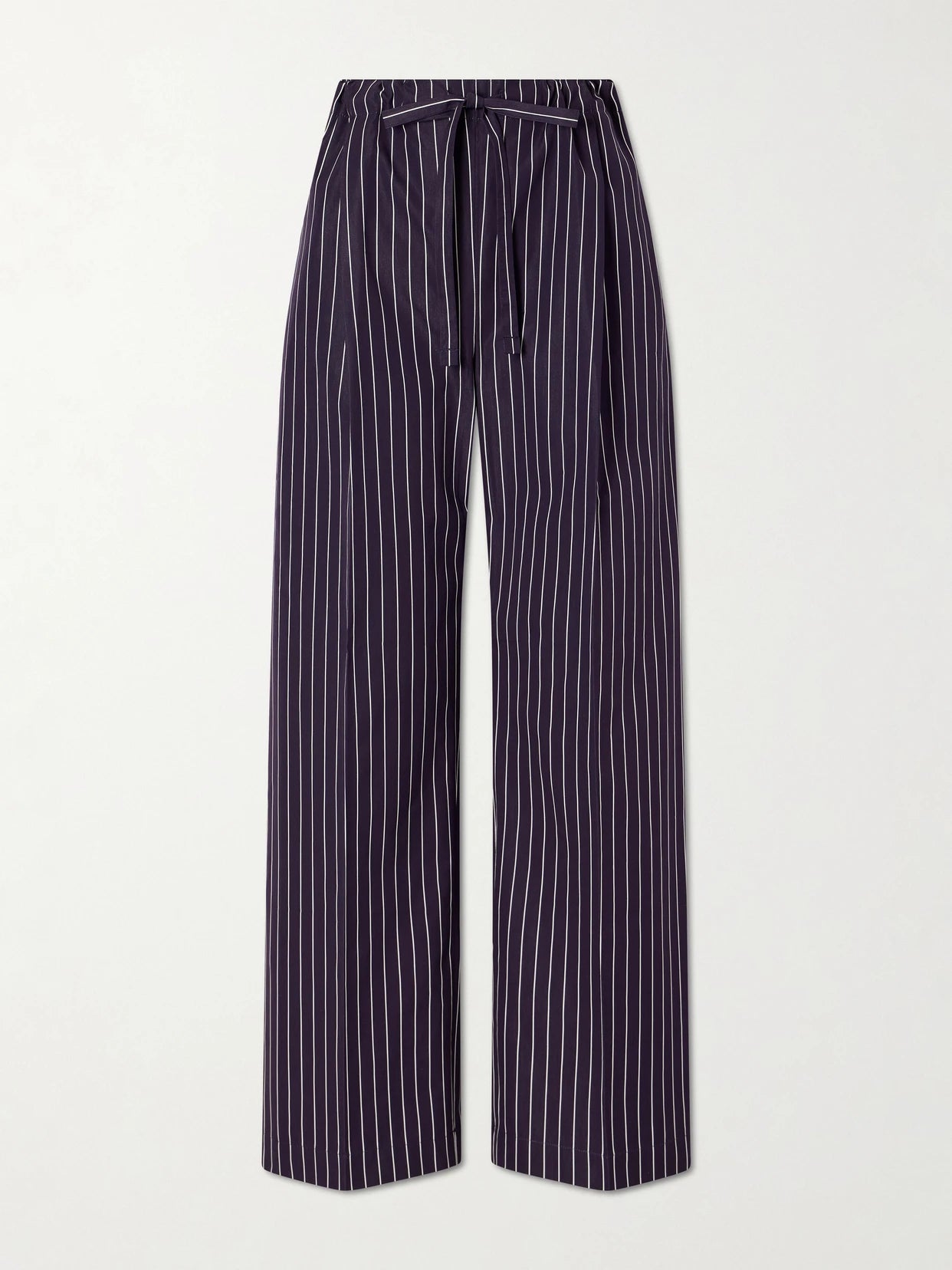 Striped Cotton-poplin Straight-leg Drawstring Pants