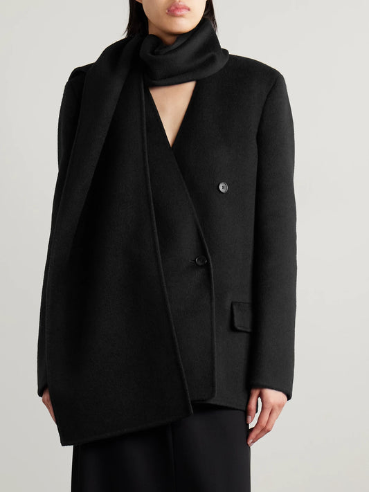 Calitra Scarf-detailed Double-breasted Cashmere Blazer