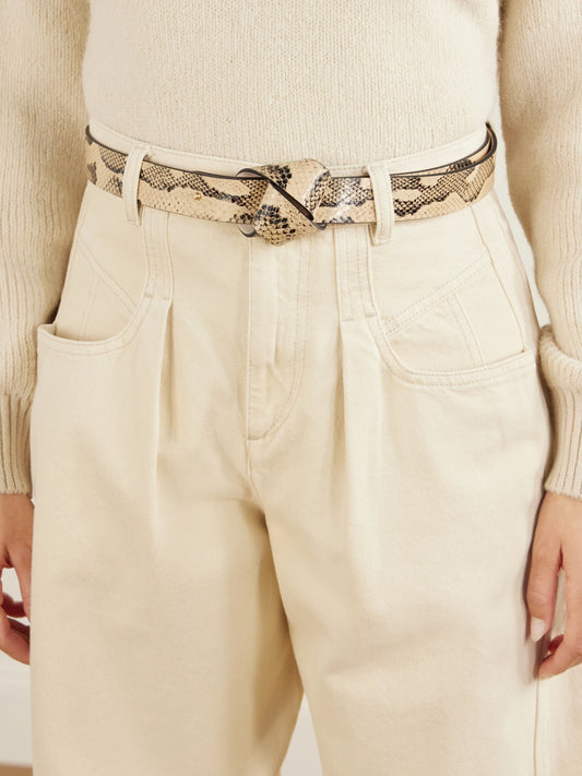 Image of Belts. Product name - Lassio Snake-effect Leather Belt in Multi colour by brand - ISABEL MARANT