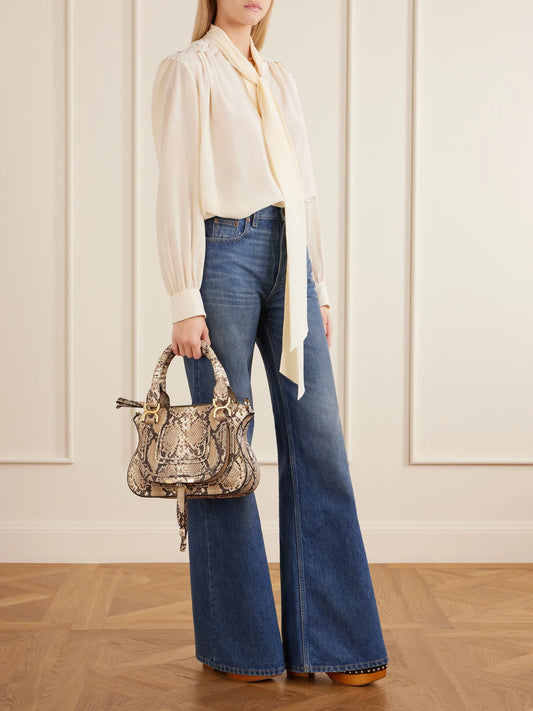Marcie Snake-effect Leather Tote Bag