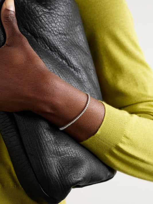 Image of Bracelets. Product name - 4-prong Small 18-karat White Gold Diamond Tennis Bracelet in Multi colour by brand - Jennifer Meyer