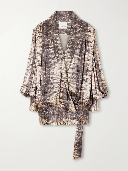ISABEL MARANT Dilja Snake-print Draped Silk-satin Mini Dress