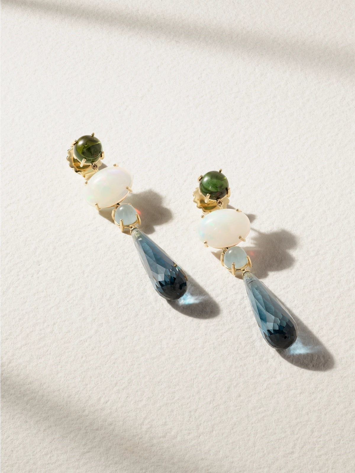 Lotus 18-karat Gold Multi-stone Earrings