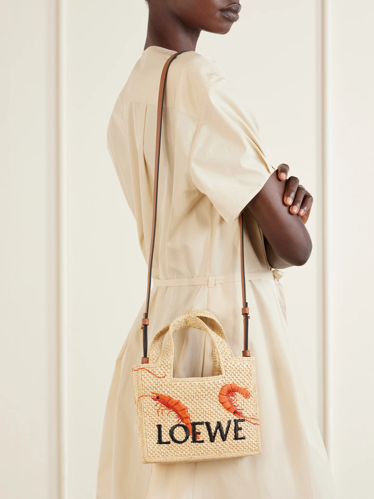 Image of Bags. Product name - + Paula's Ibiza Embroidered Raffia Tote in Multi colour by brand - LOEWE