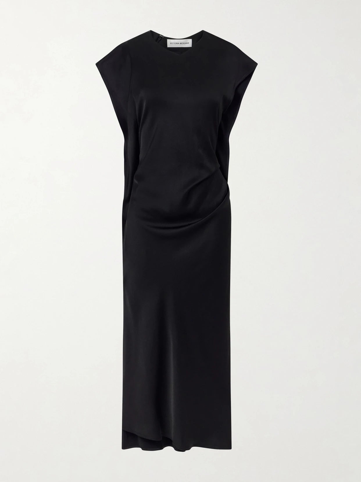 Victoria Gathered Satin Midi Dress