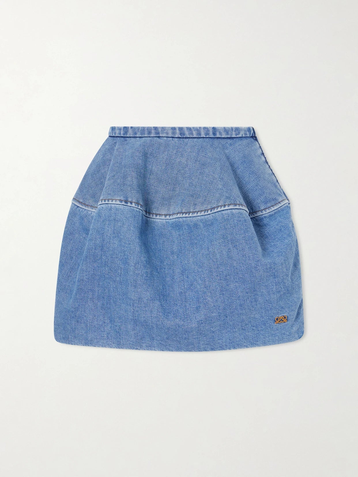 Paneled Denim Mini Skirt