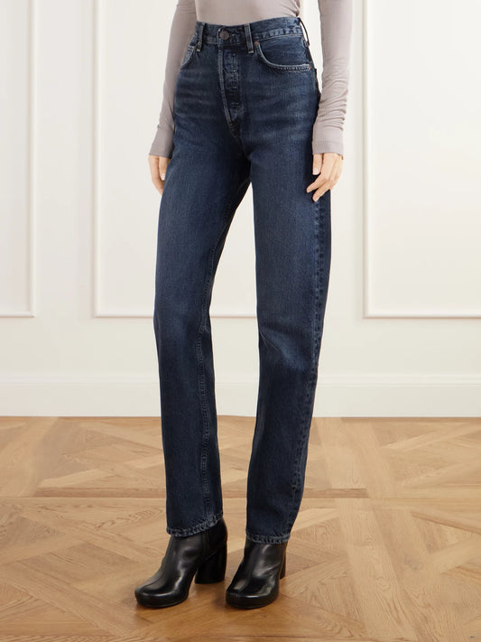 AGOLDE 90's Pinch Waist Long High-rise Straight-leg Jeans