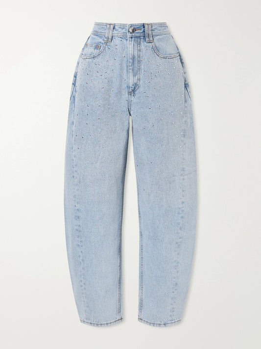 Aje Lucina Studded High-rise Straight-leg Jeans