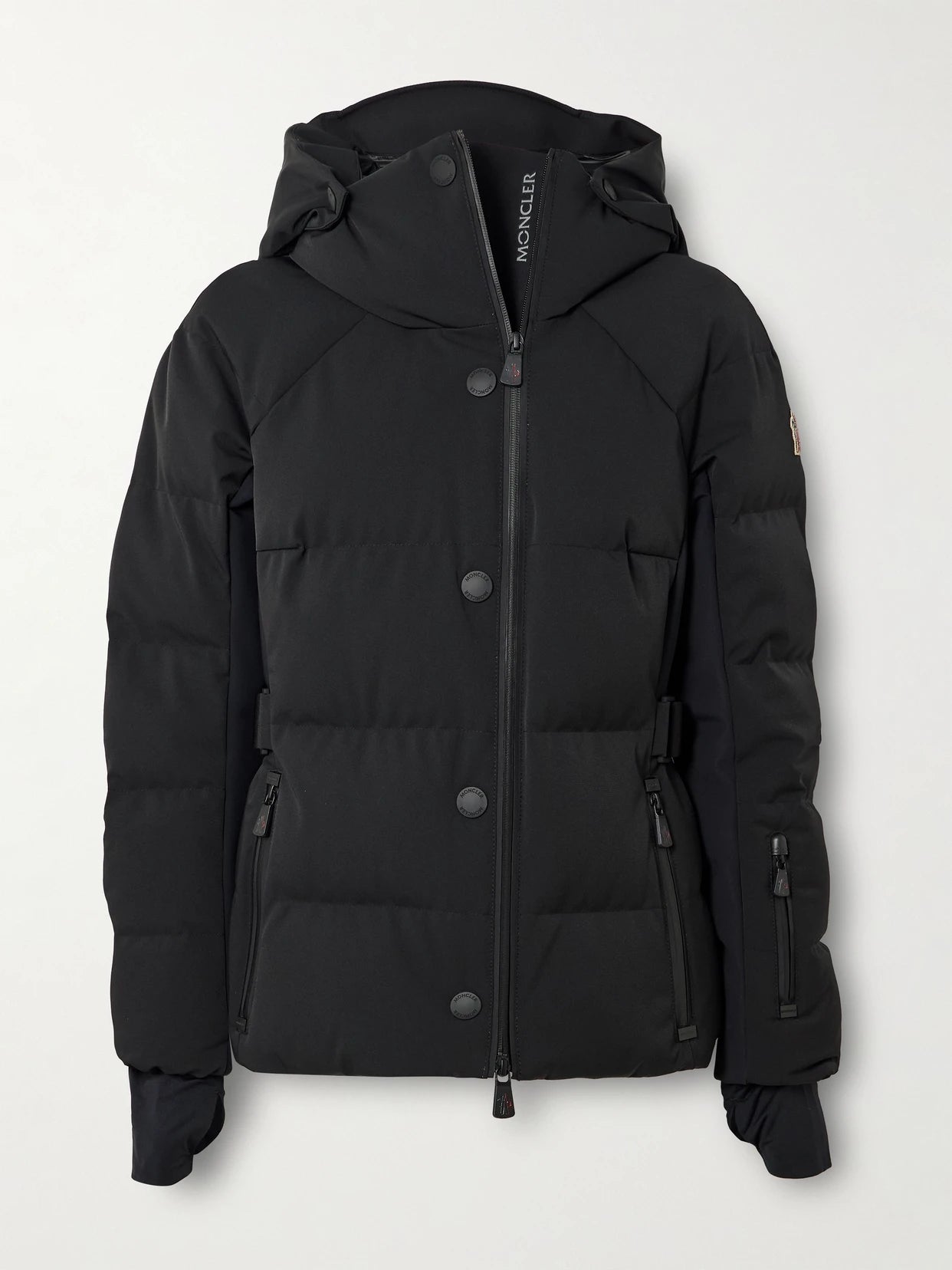Image of Coats & Jackets. Product name - Guyane Quilted Down Ski Jacket in Black colour by brand - Moncler Grenoble