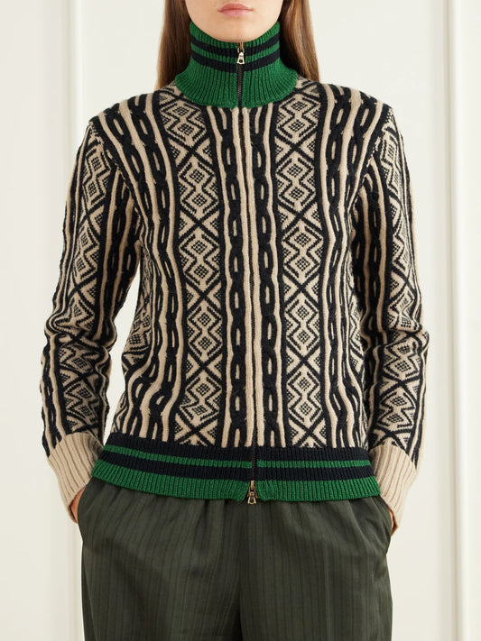 Dries Van Noten Wool-jacquard Zip-up Cardigan