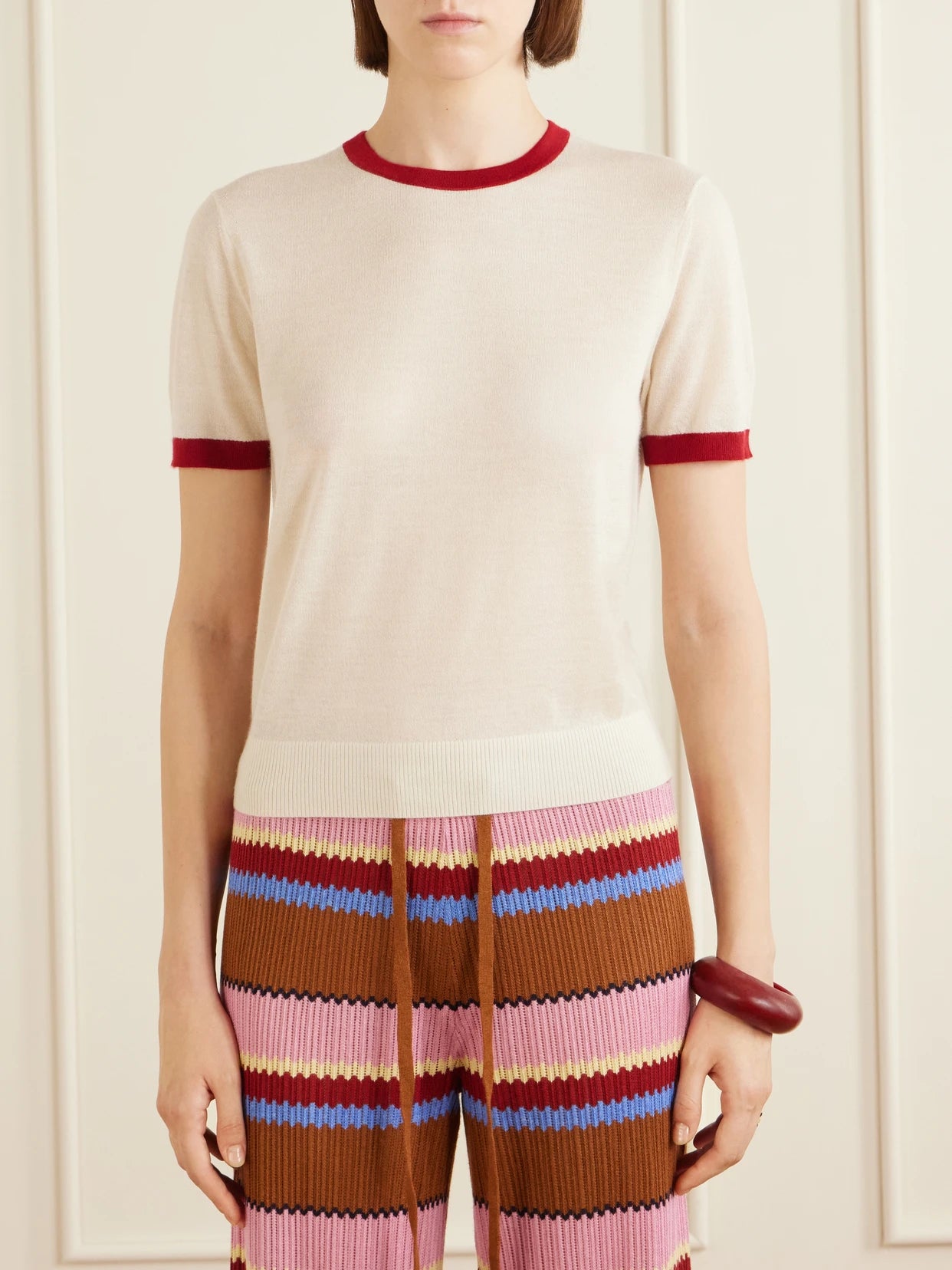 Airy Ringer Cashmere T-shirt