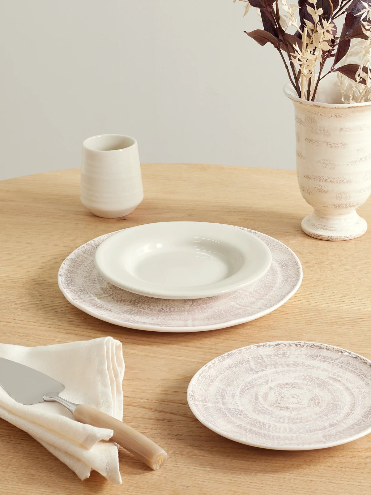 Image of Tableware. Product name - Set Of Two Glazed Ceramic Plates in Off-white colour by brand - Brunello Cucinelli