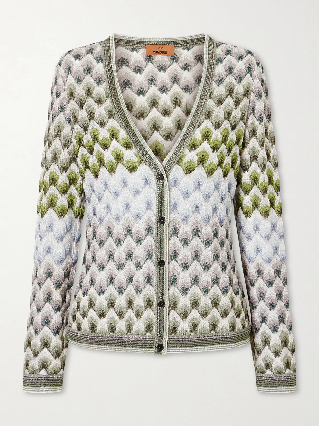 Striped Metallic Crochet-knit Cardigan