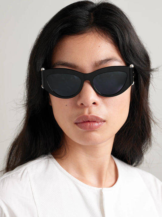 Image of Sunglasses. Product name - Diortribales B1i Oversized D-frame Embellished Acetate Sunglasses in Black colour by brand - DIOR Eyewear