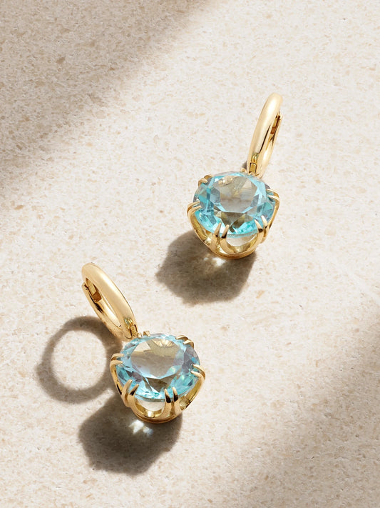 Mini Crown 18-karat Gold Topaz Earrings