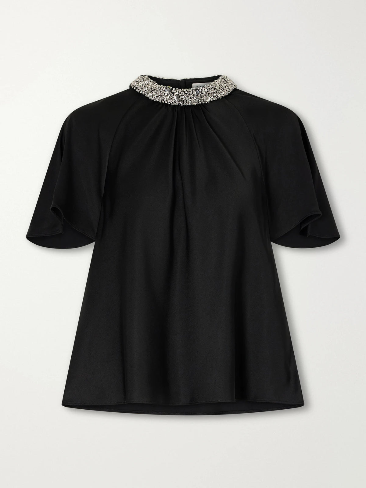 SIMKHAI Loreta Crystal-embellished Satin Blouse