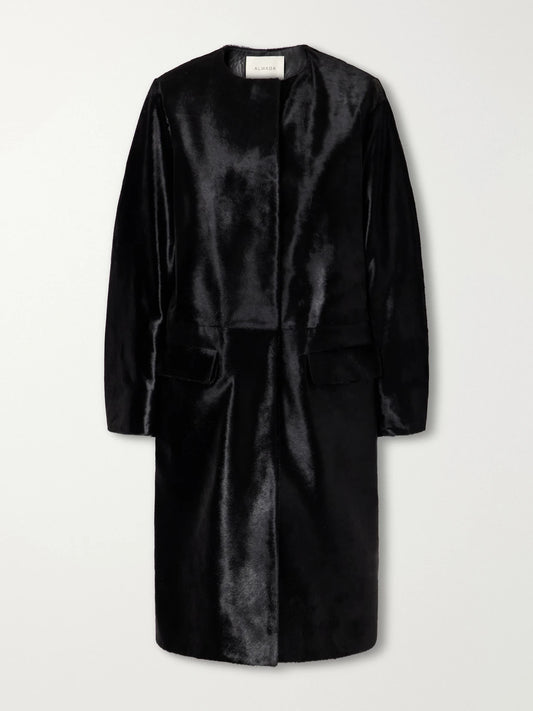 Almada Gemma Collarless Paneled Calf Hair Coat