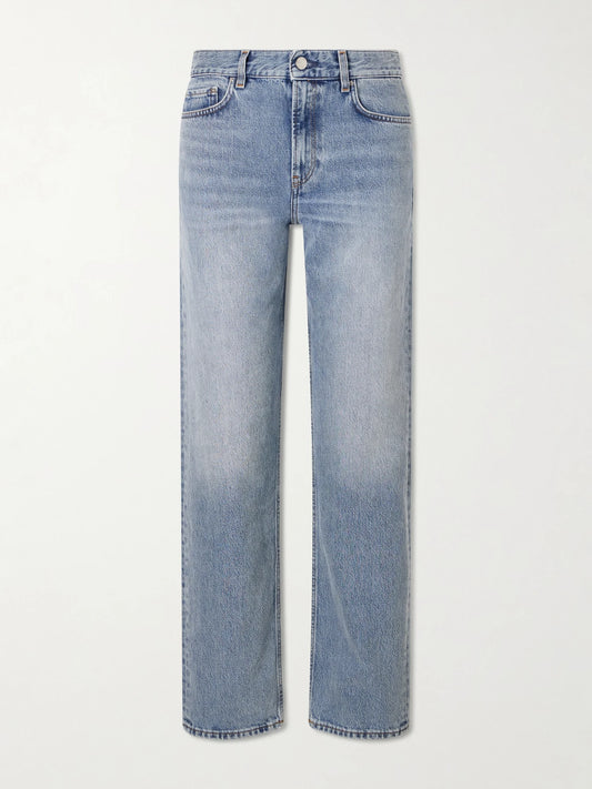 Image of Jeans. Product name - Low-rise Straight-leg Jeans in Light denim colour by brand - TOTEME