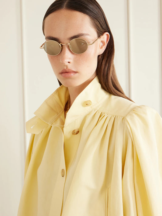 Image of Sunglasses. Product name - Round-frame Gold-tone Metal Sunglasses in Multi colour by brand - Chloé