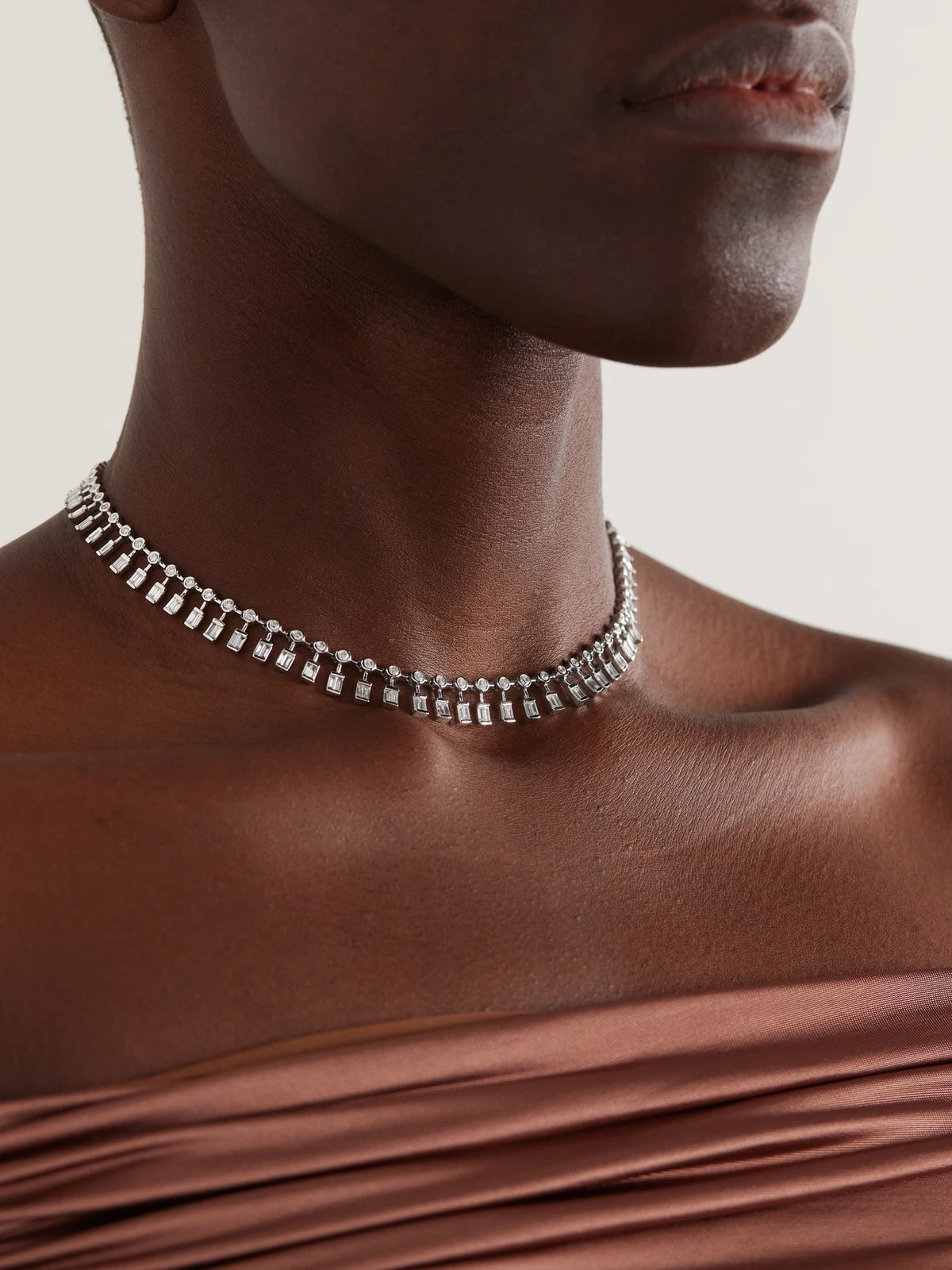 Image of Necklaces. Product name - 18-karat White Gold Diamond Necklace in Multi colour by brand - SHAY