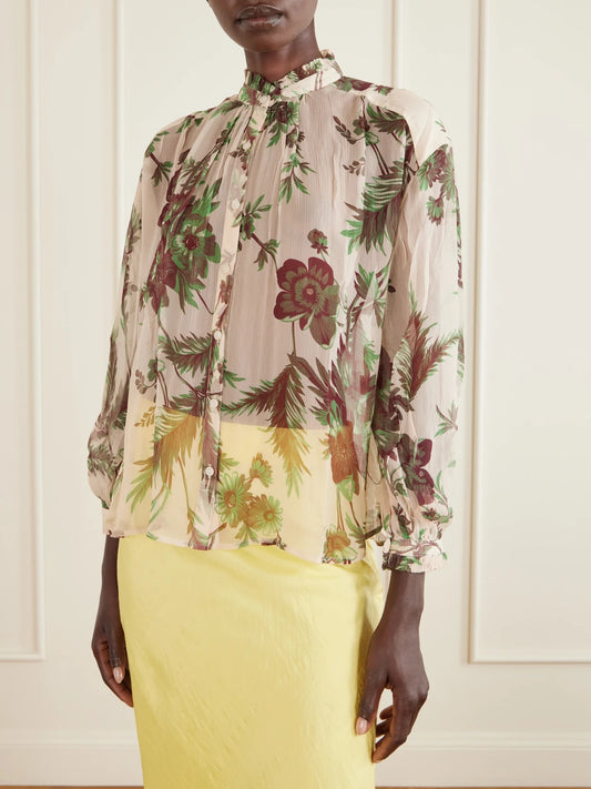 Poet Summermoss Floral-print Chiffon Blouse