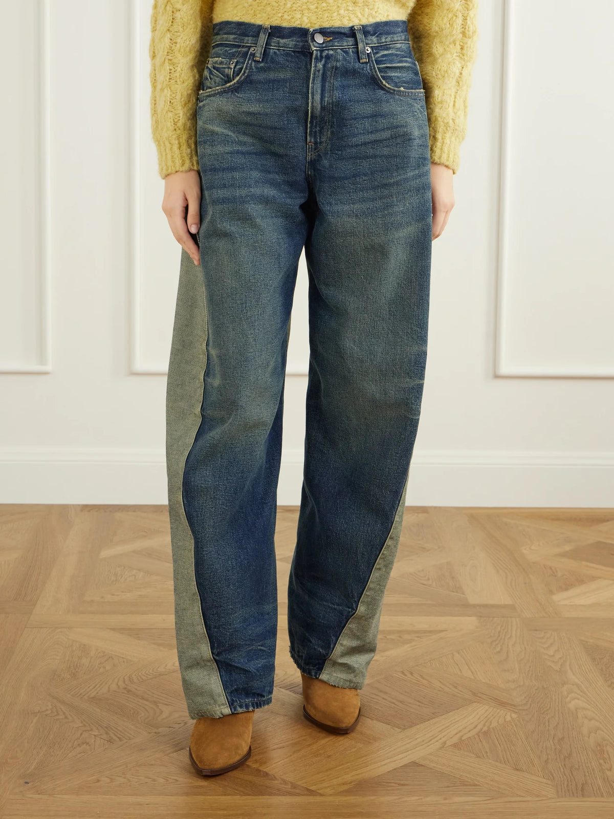 Haikure Clyde Double Vintage Blue Mid-rise Wide-leg Jeans